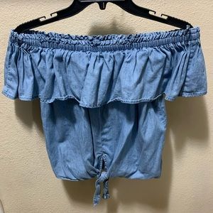 Express denim off the shoulder top